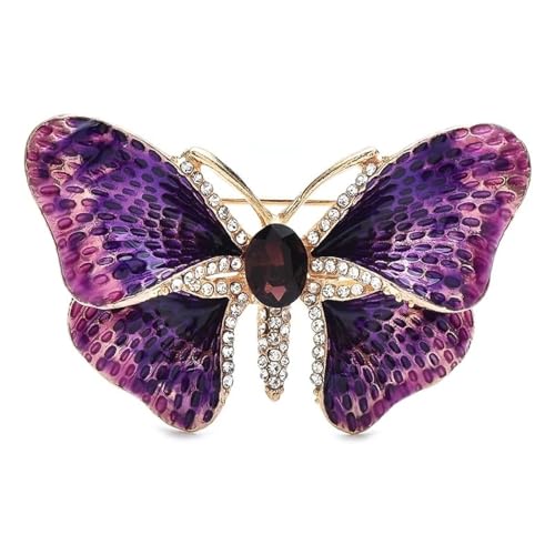 Emaille Farbverlauf Schmetterling Brosche Strass Insekten Pin Frauen Schmuck Accessoire, lila von BBirtyQV