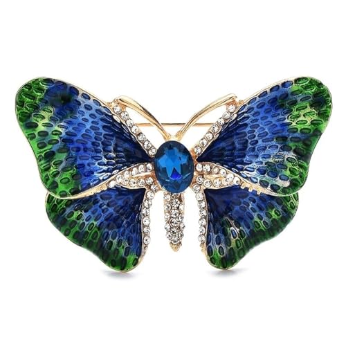 Emaille Farbverlauf Schmetterling Brosche Strass Insekten Pin Frauen Schmuck Zubehör, grün von BBirtyQV