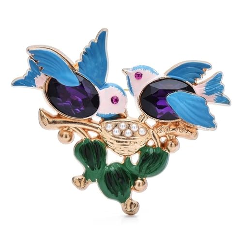 Emaille Lila Blau Schwalbe Fütterung Baby Vögel Brosche Anstecknadeln Tier Abzeichen Schmuck Zubehör, blau von BBirtyQV