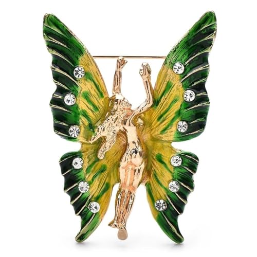 Emaille Schmetterling Fee Brosche Pins Kristall Flügel Schmuck Abzeichen für Zubehör, grün von BBirtyQV