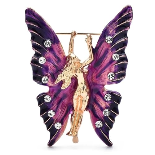 Emaille Schmetterling Fee Brosche Pins Kristall Flügel Schmuck Abzeichen für Zubehör, lila von BBirtyQV