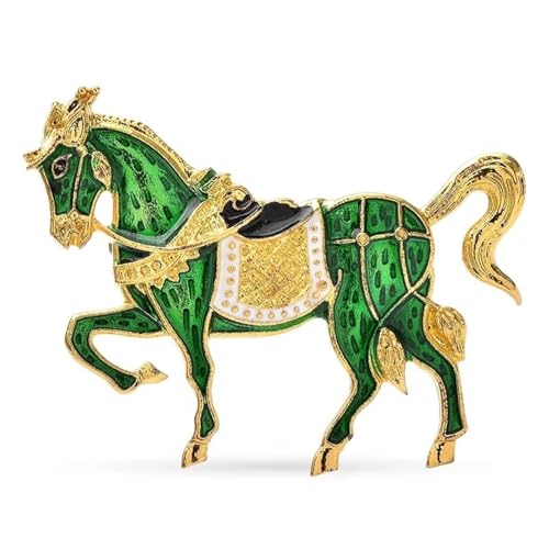 Emaille Tang Dynasty Pferd Brosche Pins Sternzeichen Accessoire 12 chinesische Tiere Schmuck, grün von BBirtyQV