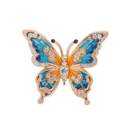 Emaille bemalte Schmetterlingsbrosche für Frauen mit Diamant Pin Corsage, Blau von BBirtyQV