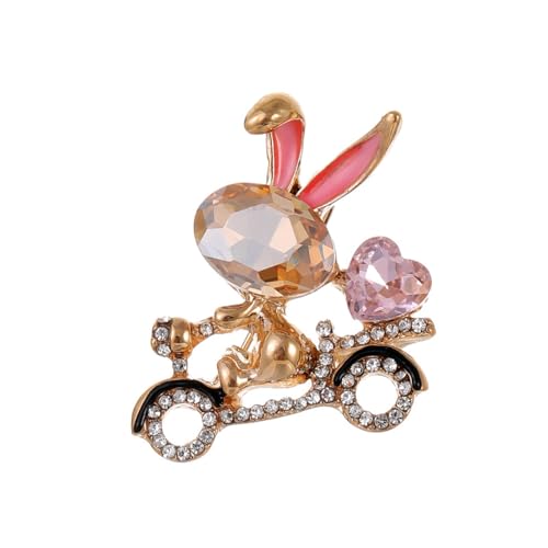 Fahrrad Hase Brosche Zirkon Zart Weiblich Jahr Des Hasen Corsage Temperament Anstecknadel, Champagner Gold von BBirtyQV