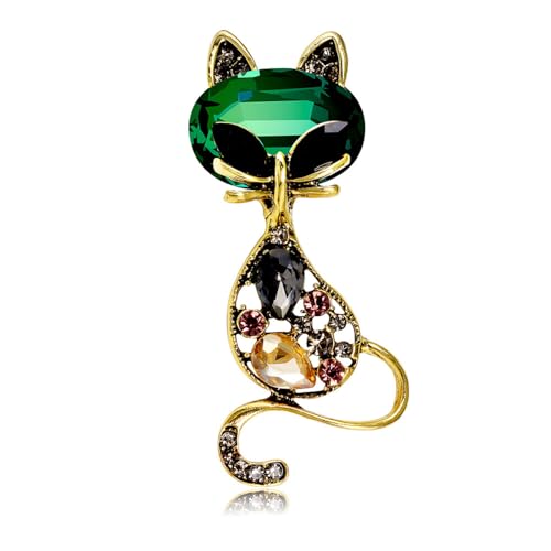 Fuchs Brosche eingelegt mit Diamanten, Persönlichkeit Kleidung, Temperament, Netz Rot Schmuck Anstecknadel, Gold + Grün von BBirtyQV