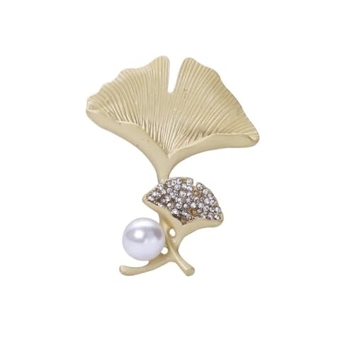 Ginkgo-Blatt-Broschen für Damen, Unisex, Perlen-Pflanzennadeln, Freund-Zubehör, Metall Zink Acryl von BBirtyQV