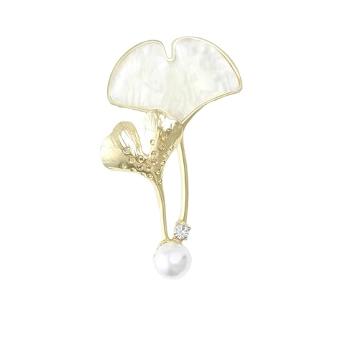Ginkgo-Blatt-Broschen für Damen, Unisex, Perlen-Pflanzennadeln, Freund-Zubehör, Metall Zink Acryl von BBirtyQV