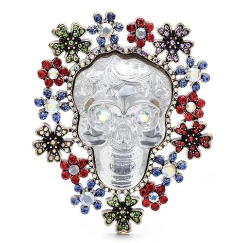 Große schwere Emaille Blume Schlüssel Schmuck Abzeichen Brosche Pin für Wintermantel oder Tasche Zubehör, Silber von BBirtyQV