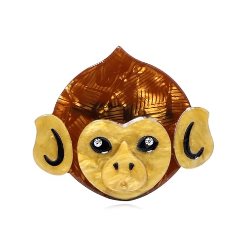 Handgemachte Acryl Tier Affe Brosche Haarnadel Schlüsselanhänger Cartoon Kostüm Tasche Zubehör, Braun von BBirtyQV