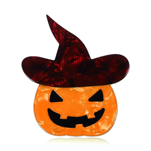 Handgemachte Acryl Tier Brosche Halloween Kürbis Kopf Cartoon Pin Kostüm Tasche Zubehör, Orange von BBirtyQV