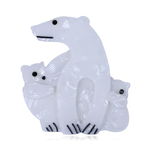 Handgemachte Acryl Tier Eisbär Brosche Haarnadel Schlüsselanhänger Cartoon Kostüm Tasche Zubehör, Weiß von BBirtyQV