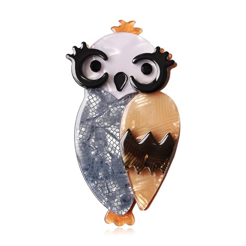 Handgemachtes Ornament Acryl Tier Brosche Eule Cartoon Pin Kostüm Accessoire, Braun von BBirtyQV