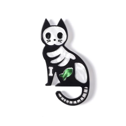 Handgemachter Schmuck Acryl Tier Brosche Halloween Katze Cartoon Kostüm Pack Zubehör, Schwarz + Weiß von BBirtyQV