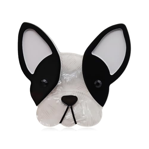 Handgemachter Schmuck Acryl Tier Brosche Hund Cartoon Pin Kostüm Tasche Accessoires, Schwarz + Weiß von BBirtyQV