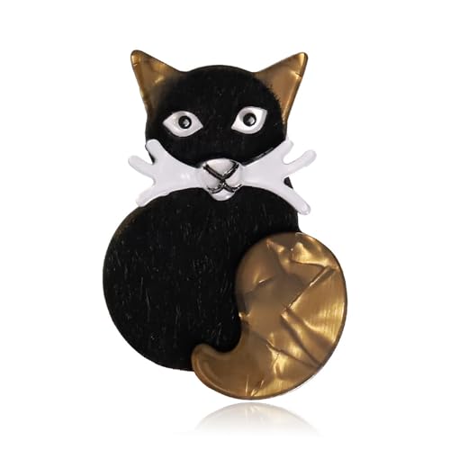 Handgemachter Schmuck Acryl Tier Brosche Katze Cartoon Pin Kostüm Tasche Zubehör, Schwarz von BBirtyQV