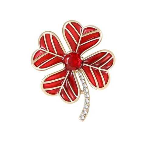 Klassische Strass-Broschen mit vierblättrigem Kleeblatt für Damen, Unisex, Emaille, Pflanzenfreund, Schmuck-Zubehör, Metall Zink Acryl von BBirtyQV