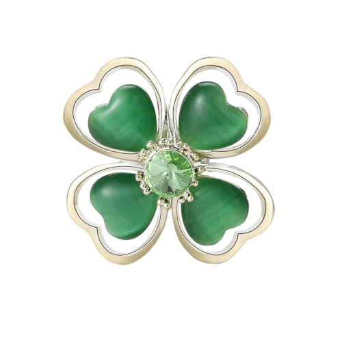 Klassische Strass-Broschen mit vierblättrigem Kleeblatt für Damen, Unisex, Emaille, Pflanzenfreund, Schmuck-Zubehör, Metall Zink Acryl von BBirtyQV