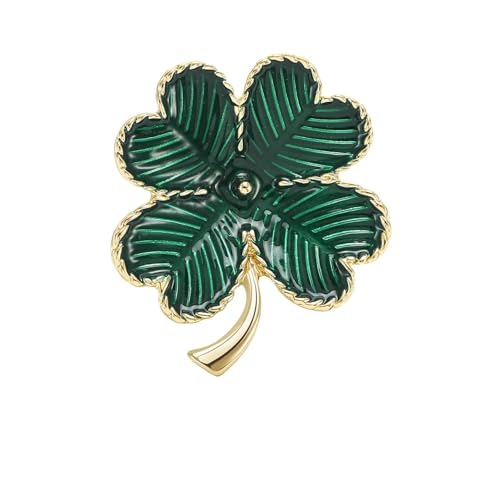 Klassische Strass-Broschen mit vierblättrigem Kleeblatt für Damen, Unisex, Emaille, Pflanzenfreund, Schmuck-Zubehör, Metall Zink Acryl von BBirtyQV