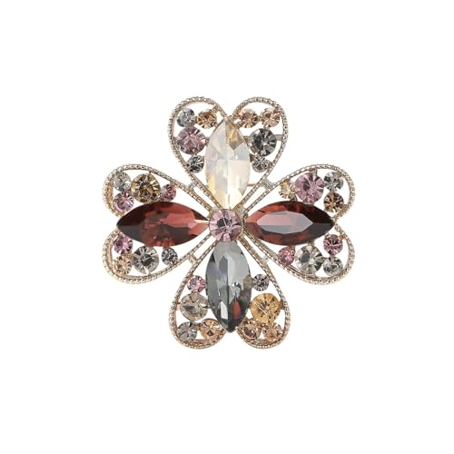 Klassische Strass-Broschen mit vierblättrigem Kleeblatt für Damen, Unisex, Emaille, Pflanzenfreund, Schmuck-Zubehör, Metall Zink Acryl von BBirtyQV