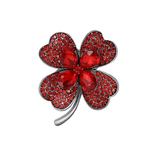 Klassische Strass-Broschen mit vierblättrigem Kleeblatt für Damen, Unisex, Emaille, Pflanzenfreund, Schmuck-Zubehör, Metall Zink Acryl von BBirtyQV