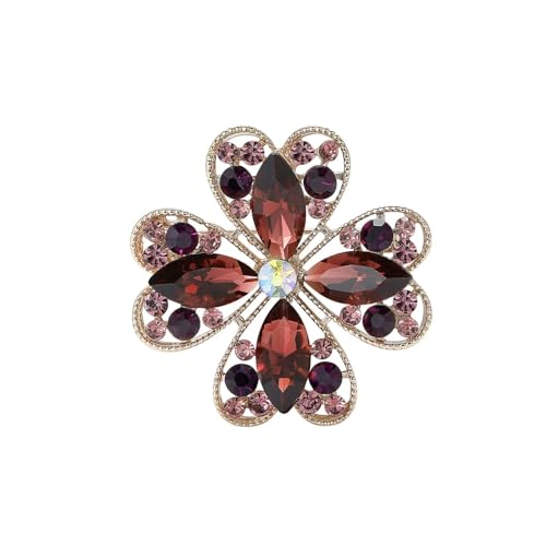 Klassische Strass-Broschen mit vierblättrigem Kleeblatt für Damen, Unisex, Emaille, Pflanzenfreund, Schmuck-Zubehör, Metall Zink Acryl von BBirtyQV