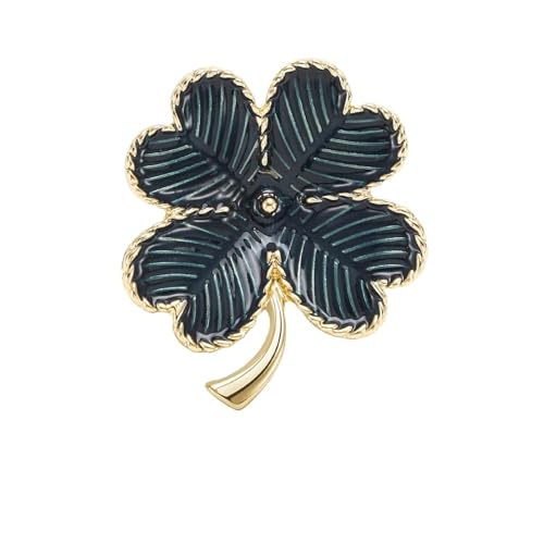 Klassische Strass-Broschen mit vierblättrigem Kleeblatt für Damen, Unisex, Emaille, Pflanzenfreund, Schmuck-Zubehör, Metall Zink Acryl von BBirtyQV