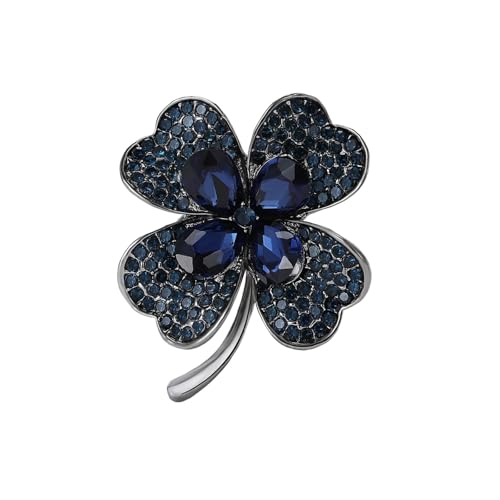 Klassische Strass-Broschen mit vierblättrigem Kleeblatt für Damen, Unisex, Emaille, Pflanzenfreund, Schmuck-Zubehör, Metall Zink Acryl von BBirtyQV