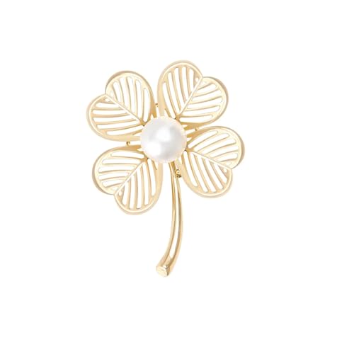 Klassische Strass-Broschen mit vierblättrigem Kleeblatt für Damen, Unisex, Emaille, Pflanzenfreund, Schmuck-Zubehör, Metall Zink Acryl von BBirtyQV