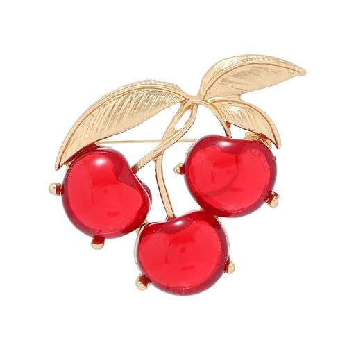 Creative Jelly Resin Cherry Brosche Einfache Frucht Pin Corsage Weibliche Anti-Voyeur Fixation Anti-Voyeur Verschluss, Rot von BBirtyQV
