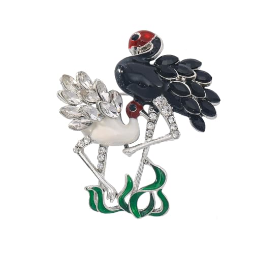 Kreative Kristall-Emaille-Brosche mit roter Kranichspitze, Metall Zink Acryl Kreative Kristall-Emaille-Brosche mit roter Kranichspitze, Metall Zink Acryl von BBirtyQV
