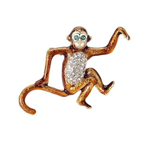 Kreative Persönlichkeit Tropföl Affe Brosche Legierung Strass Tier Pin Corsage, Metall Zink Acryl von BBirtyQV