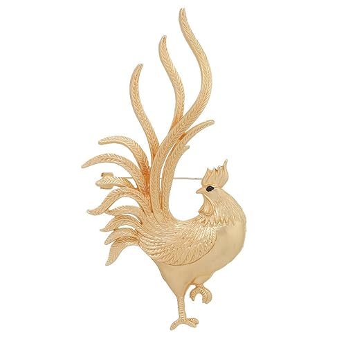 Kreatives Sternzeichen Goldener Hahn Morgendämmerung Pin Herren Blazer Corsage Accessoires Einfache Tierbrosche, Dummgold von BBirtyQV