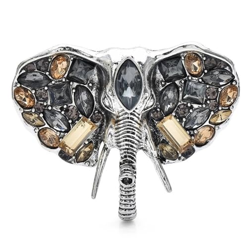 Kristall Elefant Kopf Nase Brosche Anstecknadeln für Männer Anzug Tier Metall Abzeichen Schmuck, Silber von BBirtyQV
