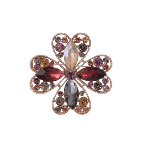Legierung Strass Ausschnitt Vierblatt Klee Brosche Zarte Damenbekleidung Corsage Ornament, Kaffee Gold von BBirtyQV