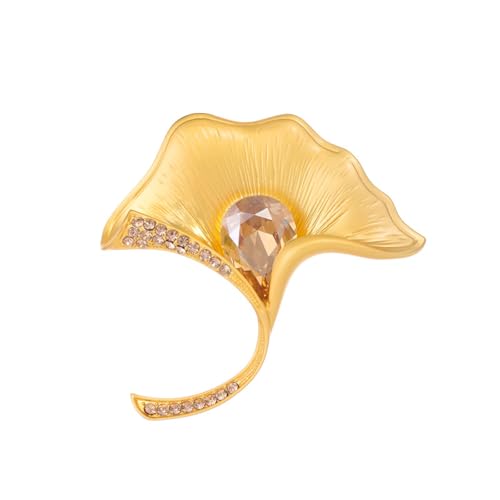 Literarische Retro Spätherbst Ginkgo Blatt Brosche Temperament Pin Accessoires, Gold + Champagner Gold von BBirtyQV