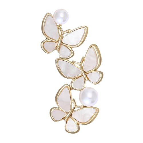Metalllegierung drei Muscheln Schmetterling Brosche Temperament Damen Kleidung Corsage Ornament Pin, Metall Zink Acryl von BBirtyQV