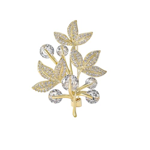 Mikro-Intarsien Kupfer Zirkon Dreiblättrige Broschen Damenbekleidung Corsagen Ornamente Pins, Metall Zink Acryl von BBirtyQV
