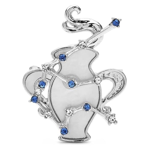Sternzeichen Wassermann Elegante Muschel Brosche Funkelnde Strass Sterne Broschen Pins Schmuck, Silber von BBirtyQV