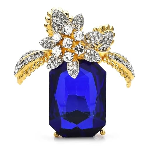 Strass Blumenkorb Blau Kubisch Kristall Brosche Pins Frauen Schmuck Accessoire Für Anzug, blau von BBirtyQV