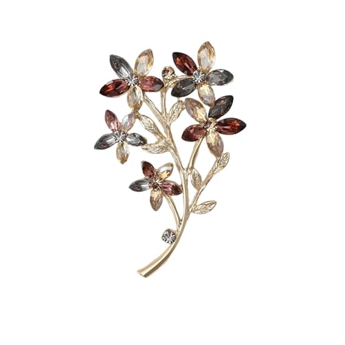 Strass-Blumenstrauß-Broschen für Damen, Unisex, Pflanzennadeln, Freund, Neujahr, Schmuck-Zubehör, Metall Zink Acryl von BBirtyQV