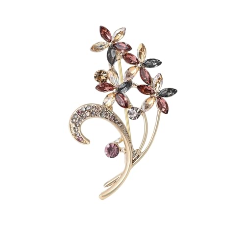 Strass-Blumenstrauß-Broschen für Damen, Unisex, Pflanzennadeln, Freund, Neujahr, Schmuck-Zubehör, Metall Zink Acryl von BBirtyQV