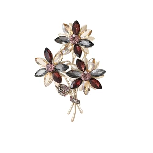 Strass-Blumenstrauß-Broschen für Damen, Unisex, Pflanzennadeln, Freund, Neujahr, Schmuck-Zubehör, Metall Zink Acryl von BBirtyQV