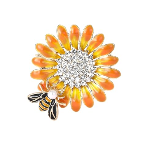 Strass-Broschen für Damen, Biene, Sonnenblume, Unisex, Insekten-Pflanzennadeln, Freund, lustiges Schmuckzubehör, Metall Zink Acryl von BBirtyQV