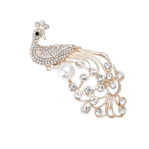 Strass-Broschen mit Pfauenmotiv für Damen, Unisex, Perlen, Tiernadeln, Freund, Schmuckzubehör, Metall Zink Acryl von BBirtyQV