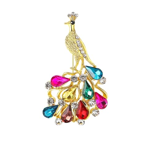 Strass-Broschen mit Pfauenmotiv für Damen, Unisex, Perlen, Tiernadeln, Freund, Schmuckzubehör, Metall Zink Acryl von BBirtyQV