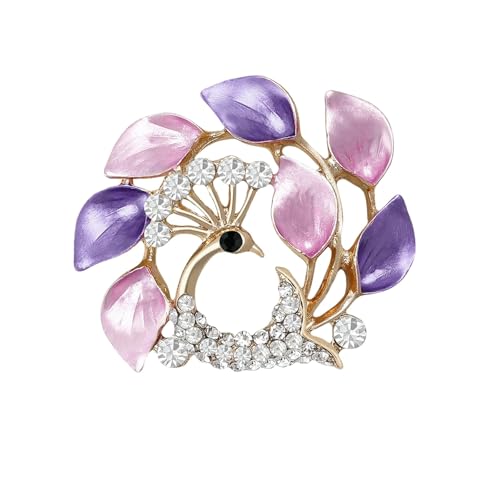 Strass-Broschen mit Pfauenmotiv für Damen, Unisex, Perlen, Tiernadeln, Freund, Schmuckzubehör, Metall Zink Acryl von BBirtyQV