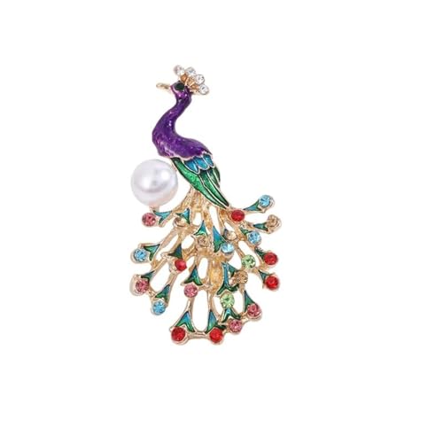 Strass-Broschen mit Pfauenmotiv für Damen, Unisex, Perlen, Tiernadeln, Freund, Schmuckzubehör, Metall Zink Acryl von BBirtyQV