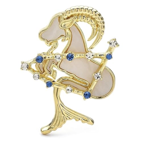 Strass Stern Legierung Widder Brosche Anstecknadeln Elegantes Sternzeichen Schmuck Muschel Tier Abzeichen für Anzug und Kleid, Gold von BBirtyQV
