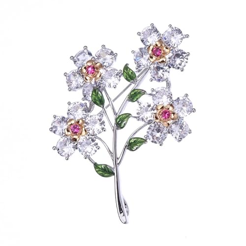Temperament weibliche Brosche Mikro-Intarsien Zirkon Blume Corsage Elegant Anzug Kleid Cheongsam Pin, Metall Zink Acryl von BBirtyQV