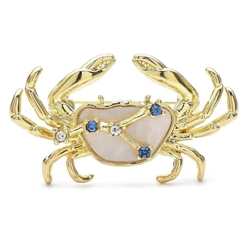 Tierkrebs Strass Stern Krabbe Brosche Anstecknadeln 2 Farben Elegantes Sternzeichen Schmuck Zubehör, Gold von BBirtyQV